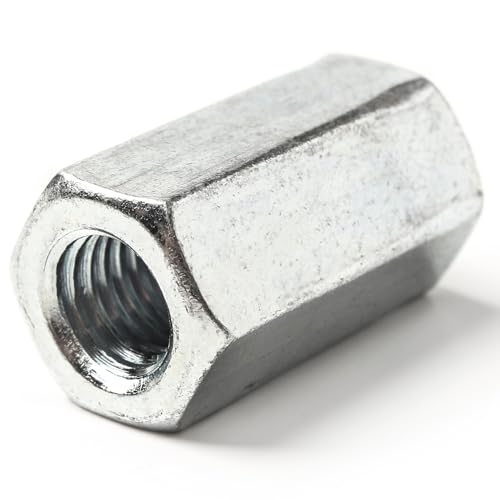 M6 (6mm x 30mm) Zinc Plated Steel Coupling Nuts Threaded Rod Connecting Bar Hexagon Connector Nut Metric DIN 6334 (Pack of 10) H08E