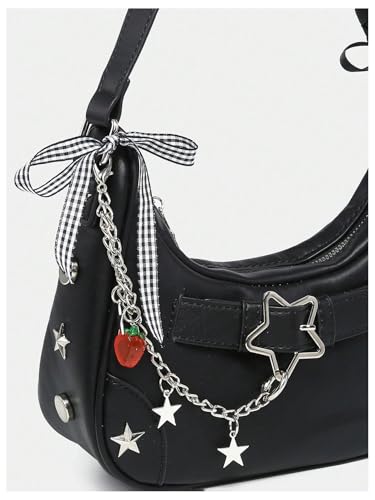 Verdusa Women's Y2k Underarm Shoulder Bag Studded Hobo Handbag Small Purses3