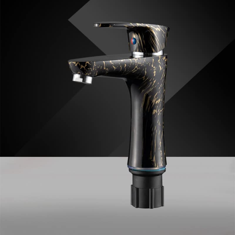 24x7 eMall PVC Basin Mixer Faucet Tap Black Gold Marble Design Hot and Cold Bathroom Tap Short Body - 7 Inches (B0B7RZM92W) Amazon Price History, Amazon Price Tracker