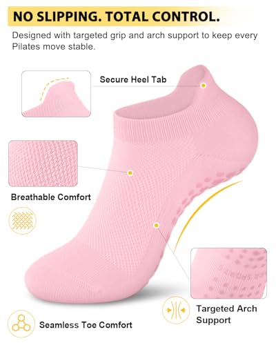 Image of Aoliks Pilates Socks Yoga Socks with Grips for Women, Grip Athletic Socks for Pure Barre Ballet Dance Workout Hospital