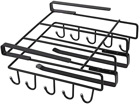 AXELS Kitchen Utensil Racks Stainless Steel Under Cabinet Kitchen Utensil Racks Free Installation Cookware Storage Rack with 10 Hooks for tools/towels/knives/key/cups/chopping Board