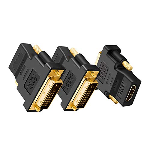 DVI to HDMI Adapter, CableCreation 3-Pack Bi-Directional DVI-D(24+1) Male to HDMI Female Converter,HDMI to DVI Adapter,Support 1080P 3D for PS3,PS4,TV Box,Blu-ray,Projector,HDTV