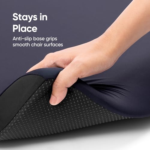 Image of Frido Cloud Seat Cushion with High-Density Memory Foam | Tailbone & Thighs Support Pillow | Washable Stretch Cover | Anti-Slip Base | Portable Handle | Ideal for Office, Car & Home Chairs, Black