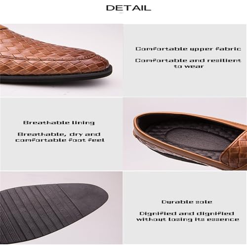 Men's Woven Moccasin Smoking Loafers Dress Casual Easy Slip-On Leather Formal Lightweight Driving Walking Shoes2