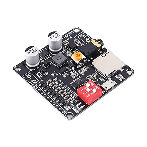 Módulo de reproducción de voz, módulo amplificador digital TF tarjeta socket mono 20 W 8ohm MP3 WAV UART controlador para microcontroladores