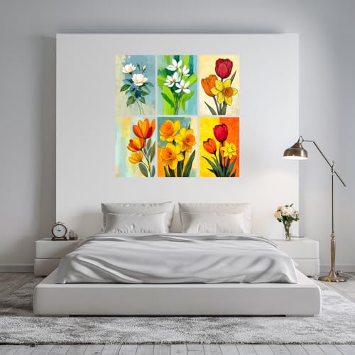 Image of SiddArtify Floral Wall Art Prints Set - Botanical Flower Poster Decor for Living Room Bedroom Office - 12x18 inch Board Pack of 6