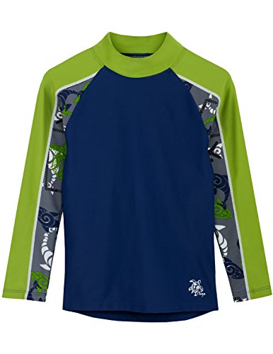 Tuga Boys Tube L/S Rash Guard (UPF 50+), Tribal Green, 6/7 yrs