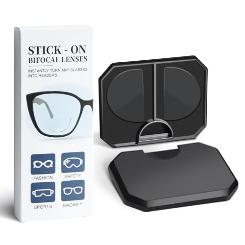 XCYKWXJ 1 Pack Stick-On Bifocal Lenses - Convert Sunglasses, Goggles & Safety Glasses into Reusable Reading Glasses No Water Needed, +2.0