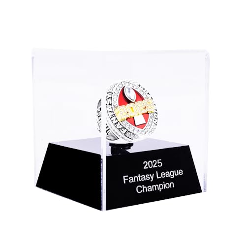 Image of 2025 Fantasy Football Championship Ring | Heavy FFL Champion Trophy Ring | Gold Silver Tone Plated Award Trophy for Fantasy Football League Winner