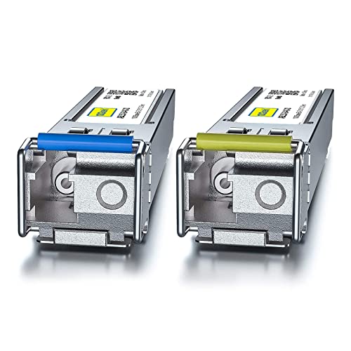 Image of 10Gtek 2-Pair of 1.25G SFP Bidi Transceiver, 1000Base-BIDI SingleMode Simplex LC Fiber Module for Cisco 1000BASE-BX3-U /1000BASE-BX3-D, Ubiquiti UniFi UF-SM-1G-S, SMF 1550nm /1310nm, DDM, up to 2km