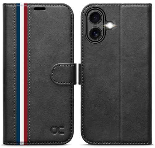 OCASE for iPhone 16 Case, PU Leather Wallet, Magnetic Flip Folio Cover with RFID Blocking, Card Holders, Shockproof TPU