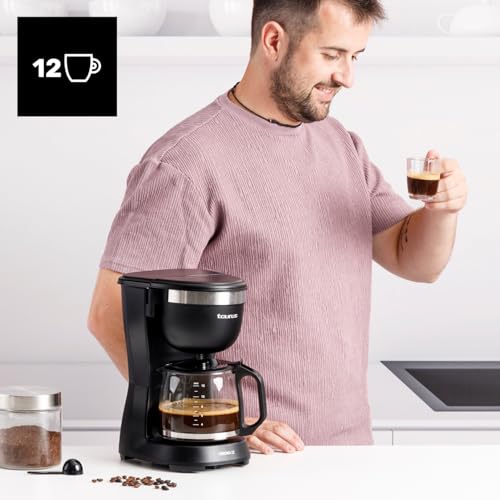 Miniatura 5 de Taurus Cafetera De Goteo Verona 12, 680w, Coffee, Capacidad 1,25l, 12 Tazas, Cafetera Con Filtro Permanente Lavable, Boquilla Antigoteo, Sin Bpa, Autoapagado, Compacto, Negro