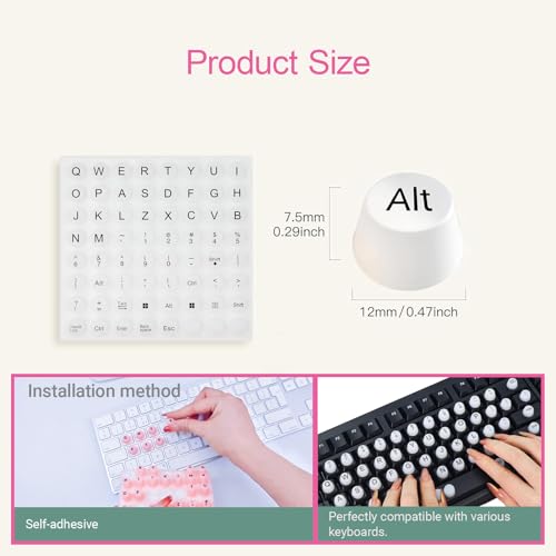 Pegatinas para teclado para uñas largas, 64 piezas adhesivas miniatura 7