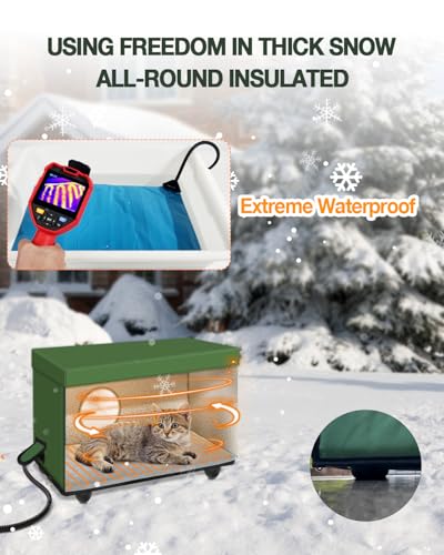 Jlsame Outdoor Heated Cat House For Winter - Weatherproof & Insulated & Safe Escape Door Feral Cat Shelter With Waterproof Heated Cat Bed Pet Heating Pad thumb #1