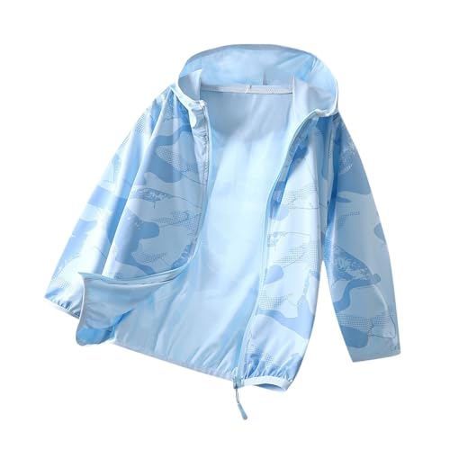 Kids Zip-Up Hoodie Girls Boys UPF50+ Sun Protection Jacket Loose Hooded Sun Shirt Summer Outfits for 3-16 Years