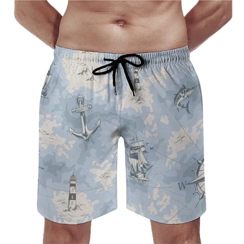 Shorts de bain homme phare de compass évite les frottements maillot séchage rapide S