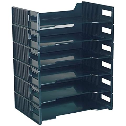 2 set of 6 Pack Innovative Storage Designs Stackable Letter Trays, Black Cover