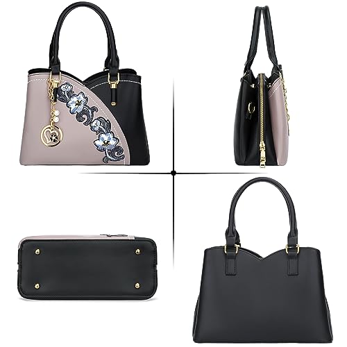 Image of KKXIU Triple Compartments Purses and Handbags for Women Fashion Ladies Satchel Shoulder Top Handle Bag