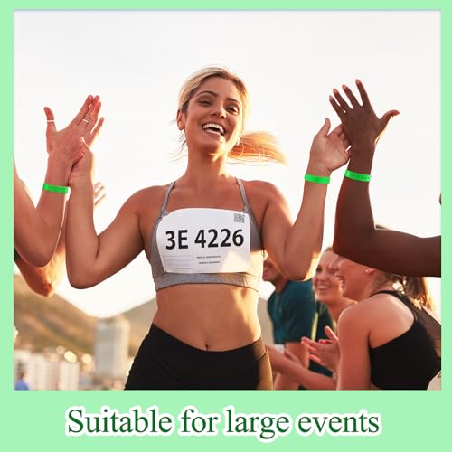 Image of Henoyso 300 Pcs Green Plastic Wristbands for Events Vinyl Waterproof Pool Wristbands Neon Color Plastic Bracelet for Party Events Arm Band Identification for Concerts Carnivals