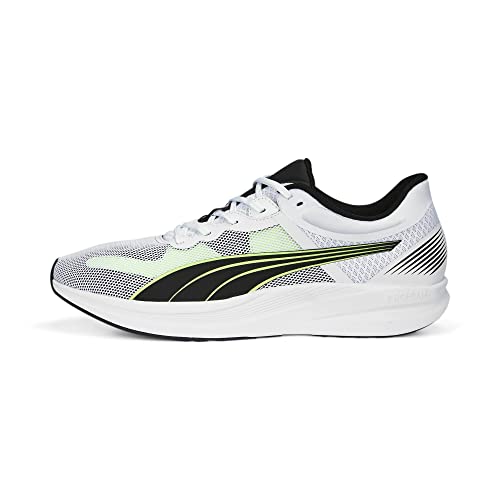 Image of PUMA Mens Redeem Profoam Running Shoe, Mens White Mens Black-Fizzy Lime, 11.5