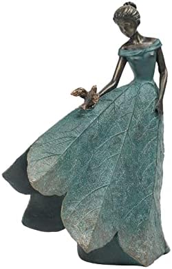 Guichifun Fairy Statue Collection Home Decoration - Leaf Angel Girls Resin Home Decor for Outside or Inside Rustic Garden Outdoor Yard Decorations Figurines Gift 5.5 x 3.25 x 8 Inch