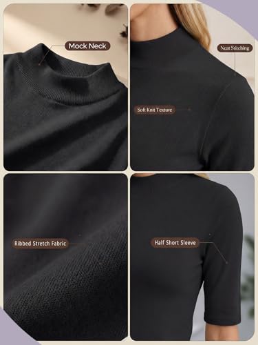 PrinStory Womens Tops Mock Neck Dressy Casual Shirts - image 3
