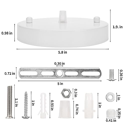 Image of Sangle Sopffy Pendant Light Canopy Kit, 5.8 Inches Ceiling Lighting Canopy Kit with All Mounting Hardware Modern Chandelier Ceiling Plate Cover for Pendant Lighting Fixtures, White (White)