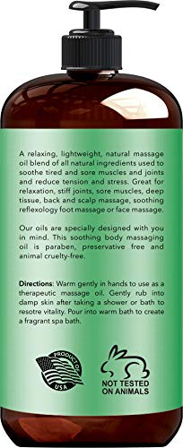 New York Biology Rosemary Sore Muscle Massage Oil - 100% Natural Ingredients - Sensual Body Oil for Muscle Relaxation and Deep Tissue - Cooling Muscle Pain Relief Oil for Massage Therapy - 9 Fl. Oz