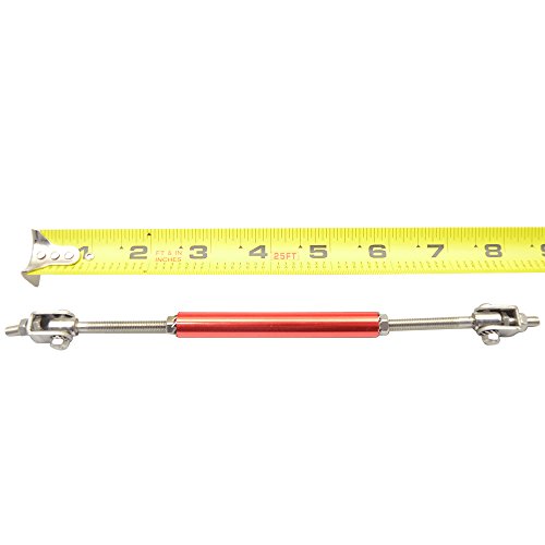 IKON MOTORSPORTS Adjustable Universal Fit Most Vehicles Front Bumper Lip Splitter Diffuser Strut Rod Tie Support Bars 2PCS Red