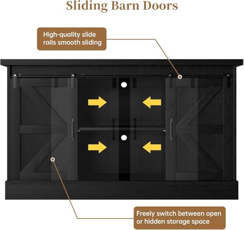 image for LotaTools 55-75 Gallon Fish Tank Stand with Sliding Barn Doors & Power