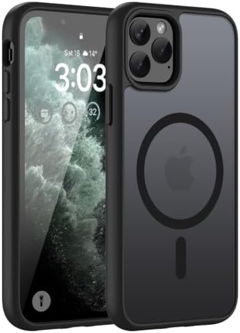 ORDA für iPhone 11 Pro Hülle, Kompatibel mit MagSafe, Schwarz | Durchscheinend Rückseite, Matt Magnetische Handyhülle, Stoßfest Kratzfeste Schutzhülle