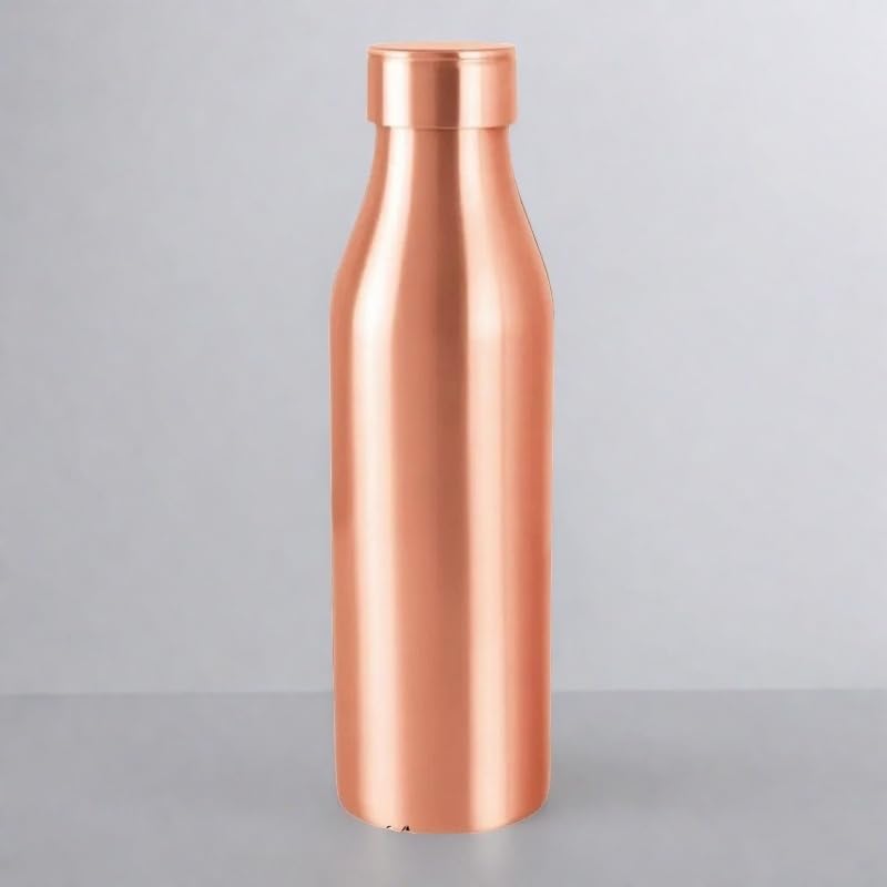 Image of ANARO Pure Copper Water Bottle with No Joint and | Leak Proof & Rust Proof I Copper Bottle for Home, School & Office | Matte Finish (Rani, 1)