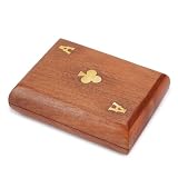 Ajuny Wooden Playing Card Box 15x12 cm, Double Deck Organizer with 2 Sets