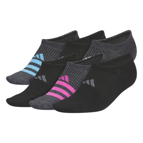 adidas Women's Superlite Super No Show Invisible Socks (6 Pairs) Lightweight & Breathable, Black/Lucid Aquamarine/Flash Aqua Blue/3, M by adidas - Used condition - US$12.80