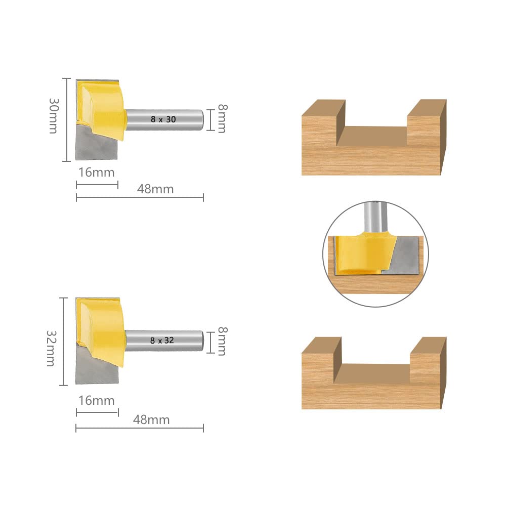 Nutfräser HM Set 6-tlg. Ø 8 mm Schaft Bodenreinigung Fräser 10/15/22/25/30/32mm Nutenfräser Holzfräser Planfräser-- Hartmetall Grundschneide