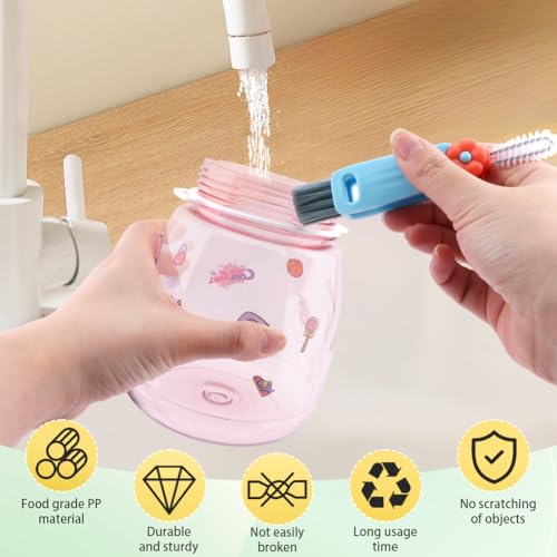 Image of 6pack Cleaner Brush Set, 3 in 1 Cup Lid Cleaning Brush and 7.6inch Straw Brush Crevice Cleaning Brush for Water Bottle Gap Lid(2style /6pcs)