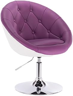 WOLTU Bar Stool Violet+White Bar Chair Breakfast Dining Stool for Kitchen Dressing Stool Counter Stool with Back Faux Leather Exterior, Adjustable Swivel Gas Lift, Steel Base