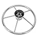 13-1/2 Inch Marine Steering Wheel 5 Spoke 25 Degree Stainless Steel Boat Steering Wheel with Center Cap and Grip for Ship Yacht Speedboat