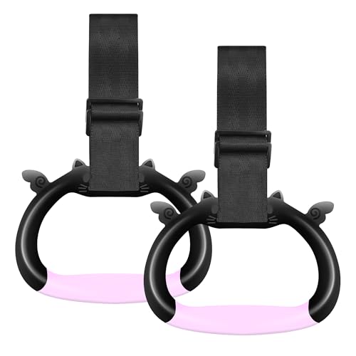 Horizontal Bar Rings for Children's Home Gym Equipment, Adjustable Hanging Gymnastics Rings, Children's Physical Training Pull Rings for Stretching and Increasing Height (Black)