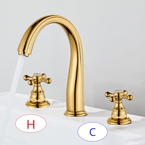 Robinet de salle de bain or mitigeur 3 trous pour rénover un lavabo rétro