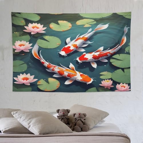 Tapisserie murale koi grand format tenture de decoration interieure salon