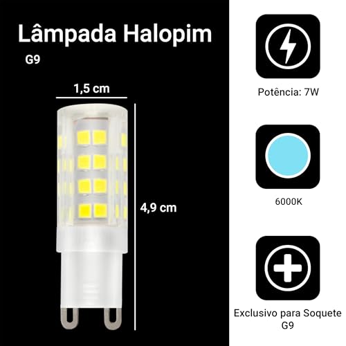Kit 3 Lâmpadas Led G9 Halopim 7w Bivolt 110v|220v (Branco Frio)