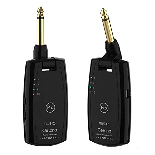 Pro Wireless Guitar Transmitter Receiver, Getaria Wireless Guitar System Replace Electric Bass Guitar Cable to Guitar Amplifier Adapter Pedals