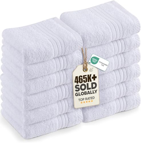 Utopia Towels - 12 Pack Luxury Wash Cloths Set (30 x 30 CM) 100% Cotton Ring Spun Highly Absorbent and Soft Feel Washcloths for Bathroom Spa Gym and Face Towel (White)
