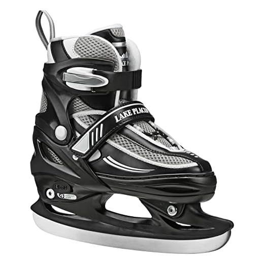 Lake Placid LP104BS Summit Boys Adjustable Ice Skate, Black/White, Small Junior/10-13