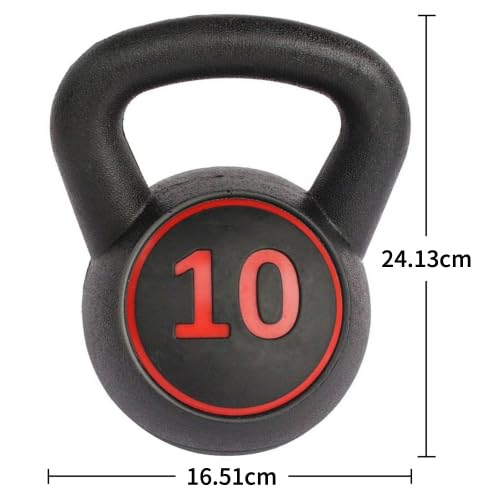 Set di 3 kettlebell da 2,27 kg, 4,54 kg, 6,8 kg, impugnatura in vinile antiscivolo e fondo gommato, non danneggia il pavimento e silenzioso, per palestra a casa e allenamento della forza, nero