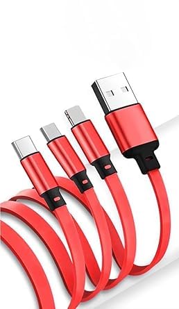 Image of Original Premium 3 in 1 Cable - Fast Charging and Sync for All Devices - Universal Compatibility - Durable Nylon Braided Cord (Premium Cable Random Colour)(APR148)