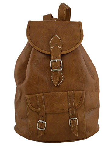 Moroccan Handmade Premier Leather Backpack Vintage Flap College Hiking Day Bag Brown