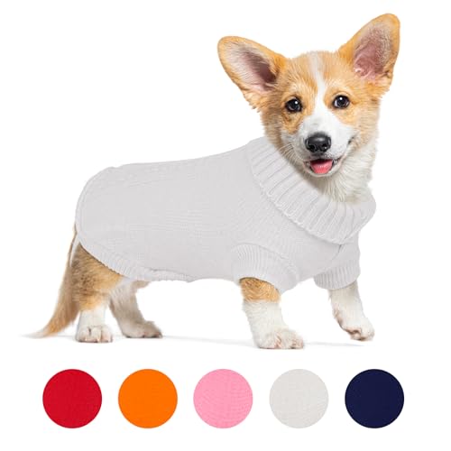 Image of Christmas Dog Sweaters XS to XXL, Warm, Soft Dog Turtleneck Sweater Perfect for Fall, Winter, Everyday Wear Outdoor Walks (White, XXL)