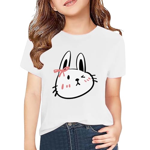 Easter Bunny Shirts for Kids Girls Cute Funny Cartoo𝐧 Ra𝐛bit Print Top Summer Short Sleeve Boys Easter Outfit